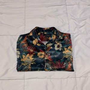 ZARA Floral Print Satin Shirt